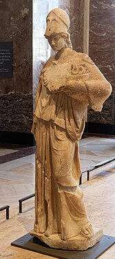 Athéna à la ciste (corbeille) avec le serpent Érichthonios. Musée du Louvre.