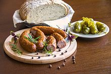 Polish sausages, dill pickles and caraway rye bread