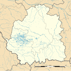 Mapa konturowa Indre, blisko centrum na prawo znajduje się punkt z opisem „Le Poinçonnet”