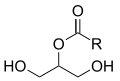 Strukturformel eines 2-Monoglycerids – Verwendung als Emulgator in Lebensmitteln