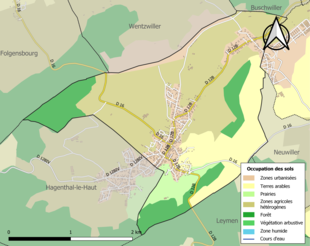 Carte en couleurs présentant l'occupation des sols.