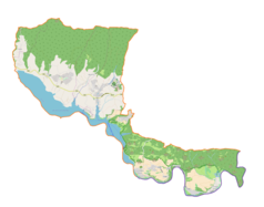 Mapa konturowa gminy Czorsztyn, po lewej nieco u góry znajduje się punkt z opisem „Maniowy”