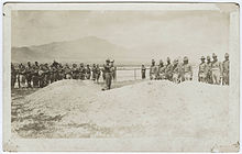 A bugler at a military funeral at a Ft. Bliss Post Cemetery.