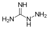 Skeletal formula of a pimagedine minor tautomer with all explicit hydrogens added