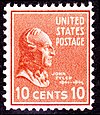 Historical ten-cent stamp with Tyler's profile.