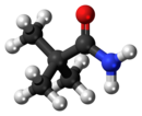 Ball-and-stick model of the pivalamide molecule