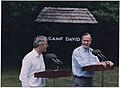 President George H. W. Bush and Prime Minister John Major conducting a press conference at Camp David, 1992.