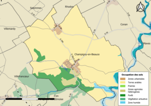 Carte en couleurs présentant l'occupation des sols.