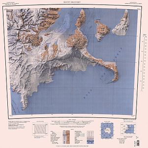 Topographische Karte (1:250.000) mit dem Moraine Bluff (links unten)