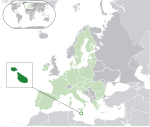 Map showing Malta in Europe