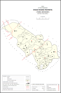 Map showing Itaili (#166) in Rohaniya CD block