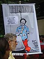 Latuff's cartoons are often used in protests. This demonstration was against Folha de S. Paulo's usage of the term "ditabranda" to describe the Brazilian military dictatorship (1964–1985)