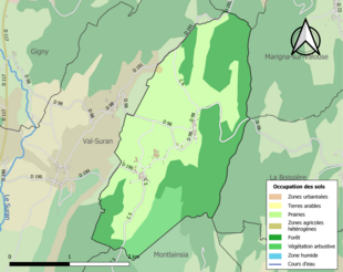 Carte en couleurs présentant l'occupation des sols.