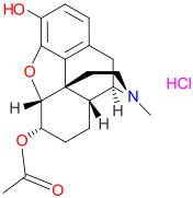 Struktura hydrochloridu 6-acetyldihydromorfinu, Cas 63715-94-6.