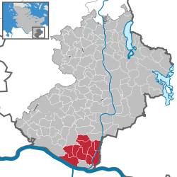 Map of Lauenburg highlighting Lütau