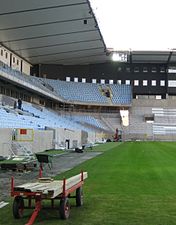 Inuti Swedbank Stadion, mars 2009