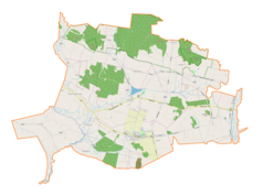 Mapa konturowa gminy Strawczyn, po lewej znajduje się punkt z opisem „Ruda Strawczyńska”