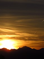 Sunset in Milan, Italy.