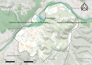 Carte du site Natura 2000 « La Dordogne » à Saint-Julien-de-Lampon.