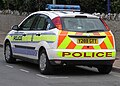 A Ford Focus police car of the Devon and Cornwall Constabulary, England.