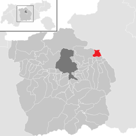 Poloha obce Gnadenwald v okrese Innsbruck-vidiek (klikacia mapa)