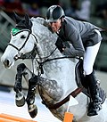 Le cavalier allemand Ludger Beerbaum au CHI Al Shaqab à Doha, avec sa jument Chiara 222.