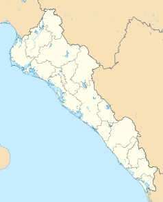 Mapa konturowa Sinaloa, w centrum znajduje się punkt z opisem „Culiacán”