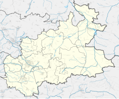 Mapa konturowa powiatu zawierciańskiego, blisko centrum na lewo znajduje się punkt z opisem „Rzędkowice”