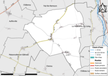 Carte en couleur présentant le réseau routier de la commune