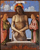 Christ mort avec les anges et la croix. Benedetto Rusconi. Tempera sur bois, H. 121 cm., 1510.