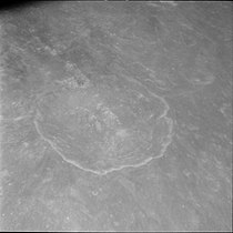 Oblique view from Apollo 11, at a high sun angle, showing albedo differences