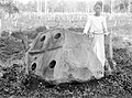 Lumpang batu megalitik di kecamatan Gunung Megang, Muara Enim, Sumatera Selatan (foto diambil tahun 1931).