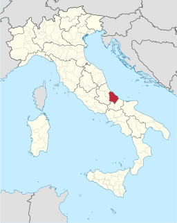 Karta över Italien med Provincia di Chieti markerat