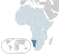 Location of Namibia in Africa