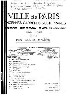 Extrait de plan des catacombes de paris de la police judiciaire en 1983