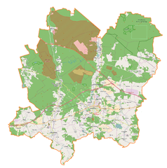 Mapa konturowa powiatu bolesławieckiego, po prawej nieco u góry znajduje się punkt z opisem „Pasternik”