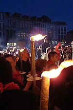 Début de la Procession à la Grand-Place de Mons.