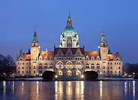 Hanover's New Town Hall at night