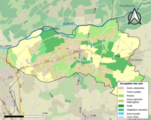 Carte en couleurs présentant l'occupation des sols.