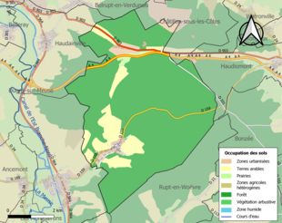 Carte en couleurs présentant l'occupation des sols.