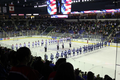 Die UMass-Lowell River Hawks vor einem Spiel im Tsongas Center im März 2013