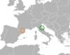 Location map for Andorra and San Marino.