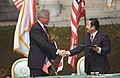 Clinton meets Ryutaro Hashimoto at the Akasaka Palace.