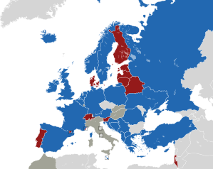 A coloured map of the countries of Europe