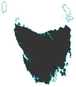 Phạm vi phân bố của quỷ Tasmania (màu xám)