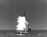 Surface launch of a Polaris missile from the ballistic missile submarine USS Henry Clay