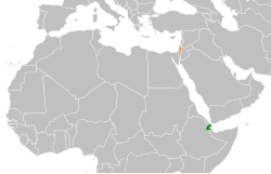 Map indicating locations of Djibouti and Palestine