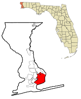 Location in Escambia County and the state of Florida