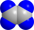 Etilenin Uzay-Dolgu Modeli.Mavi olanlar Hidrojen atomu gri olanlar ise Karbon atomlarıdır.