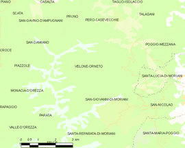 Mapa obce Velone-Orneto